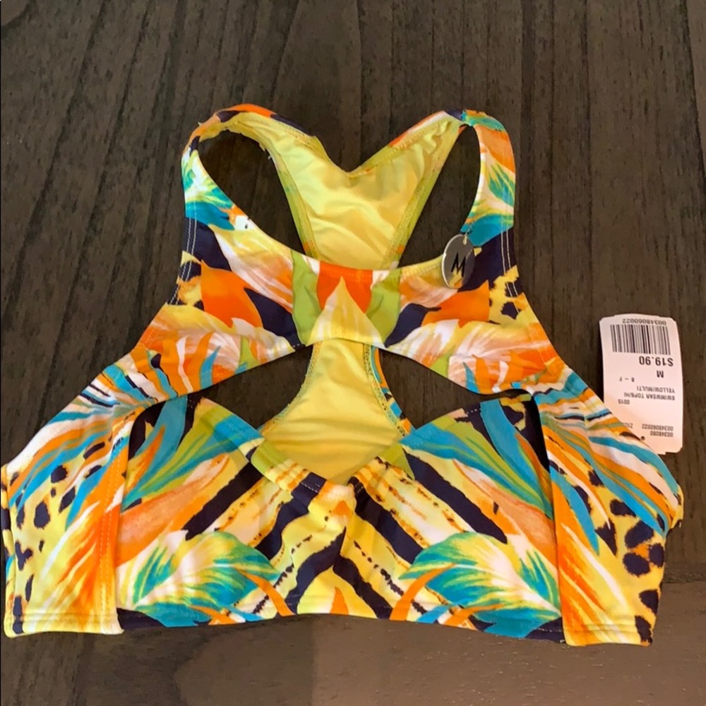Yellow Racerback Bikini Top